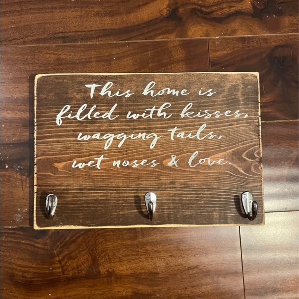Brown Wooden Wall Decor with Hooks